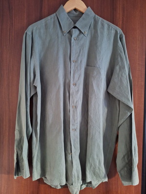 Oxford Company men's linen shirt large, like new, olive gray