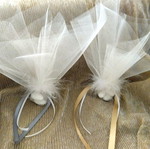 Handmade bombonieres with two tulles and feather new