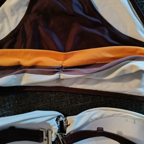 Trichrome bikini swimsuit like new, size S, brown and white
