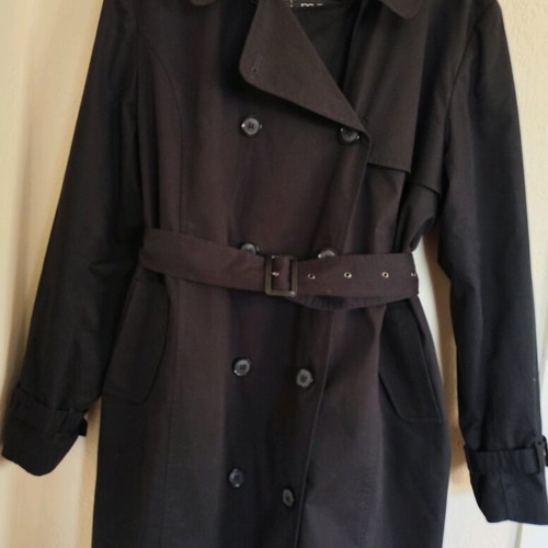 Mat Fashion black trench coat size M like new, cotton with wool lining