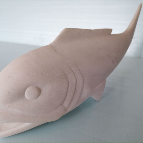 Marble fish used, white Pentelic marble decorative sculpture