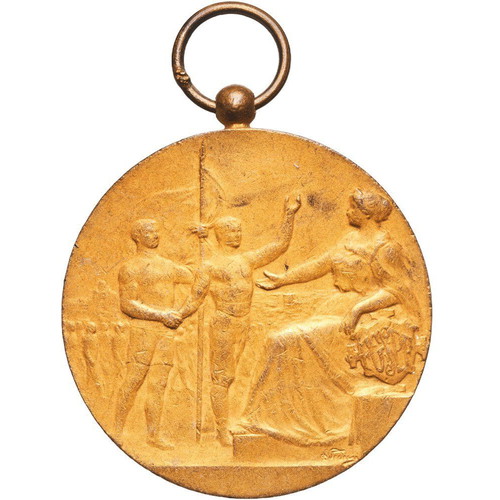 Gold plated Salbris 1914 sports medal like new, France