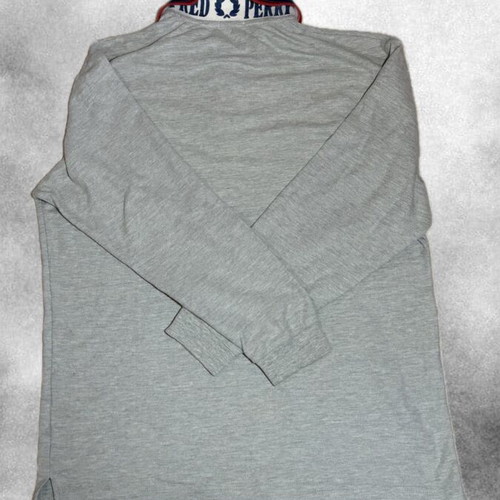 Fred Perry Grey Polo Shirt with Navy Collar used, size L