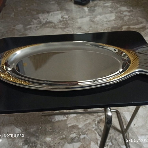 Silver-plated fish-shaped tray like new 40x28 cm