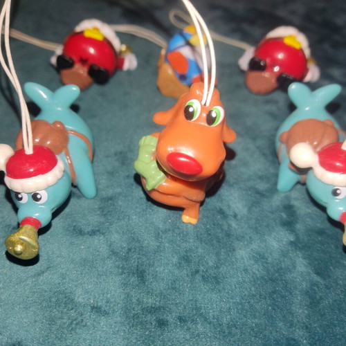 Kinder Surprise figures used, pack of 6 Christmas ornaments