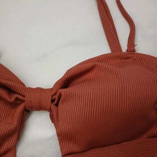 Swimsuit set like new, with straps in terracotta color, size S