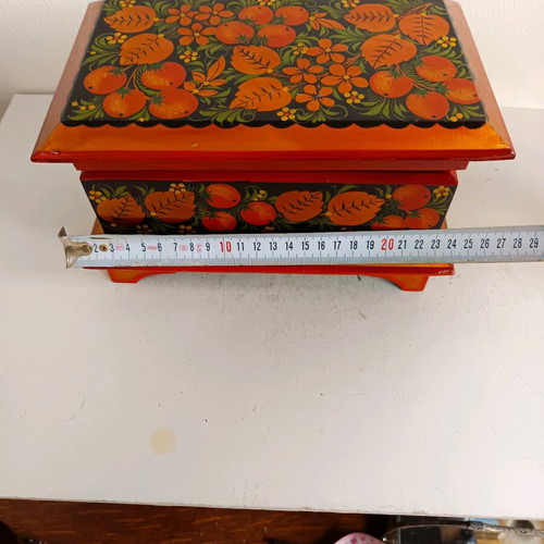 Wooden jewelry box used, hand-painted
