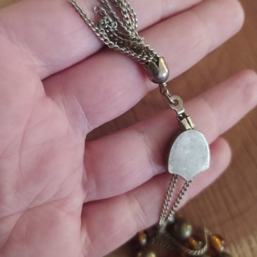 Silver worry beads used with semi-precious stones 19 cm length