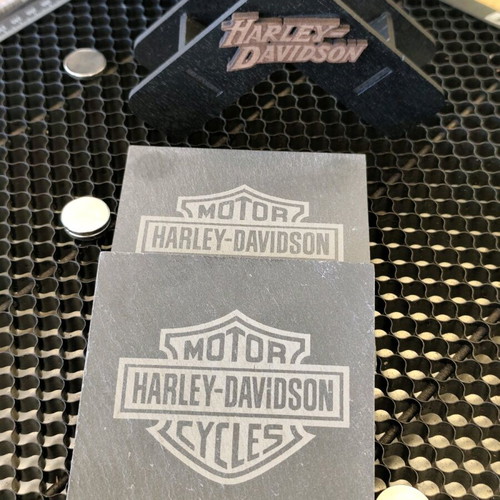 Harley-Davidson coaster set 4 pieces slate with wooden base