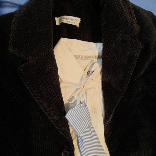Corduroy suit, mandarino pants, shirt, tie. 4 years old, height 104cm
