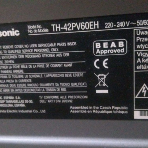 Panasonic Plasma TV 42'' used with digital DVBT receiver