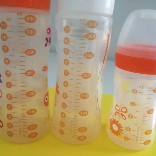 Chicco baby bottles used, pack of 3, plastic