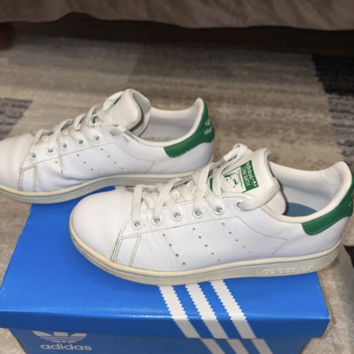 Adidas Stan Smith athletic shoes used, size 37 1/3, white and green