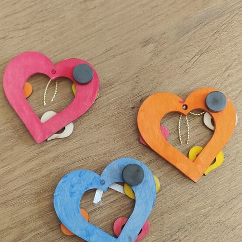 Handmade wooden fridge magnets set of 3 like new