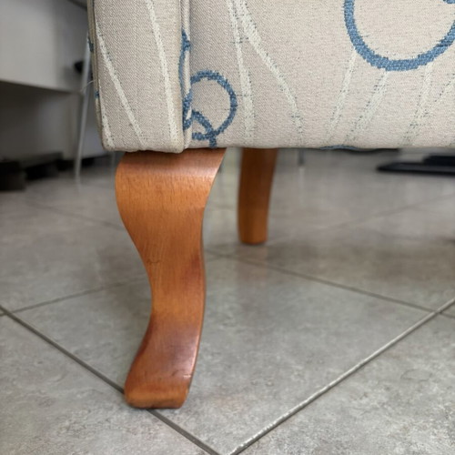 Vintage modern bergere armchair with wooden legs