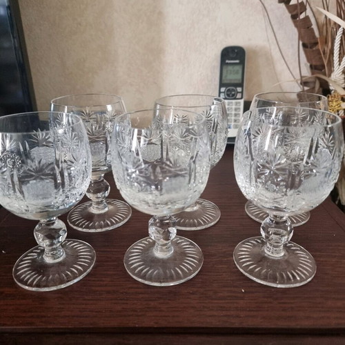 Handmade vintage crystal glasses set of 6 champagne and 6 water like new