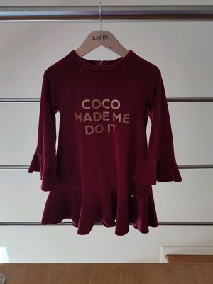 Alouette velvet dress for 5-year-old girl like new, burgundy with gold letters