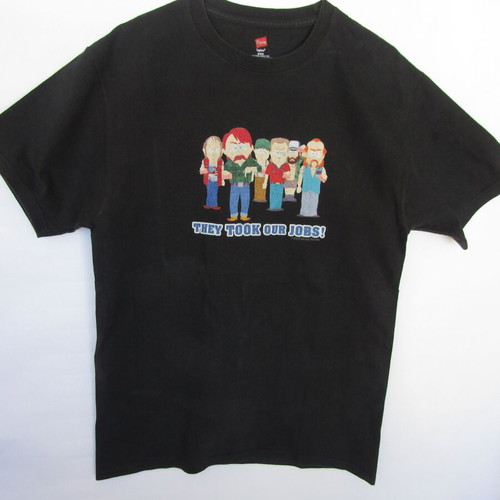 Tshirt South Park They Took Our Jobs! used, authentic 2004, Hanes, black, size M