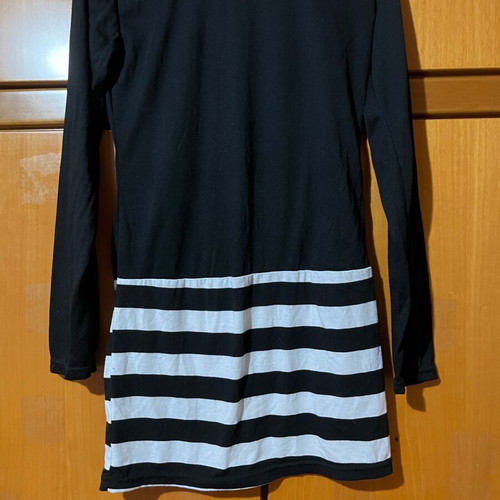 Black and white striped blouse dress size S like new