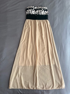 Vintage επίσημο φόρεμα σαν καινούργιο, one size, μαύρο και μπεζ