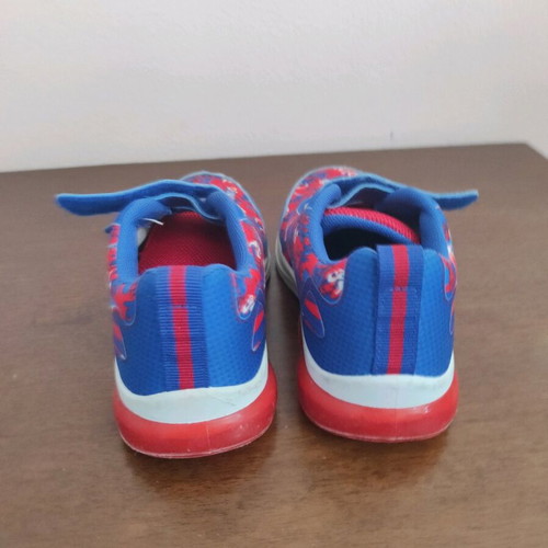 Children's shoes used, size 27, blue and red with dinosaur design