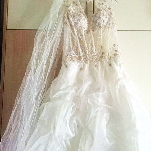 Wedding dress handmade Olga Karaververis like new, white