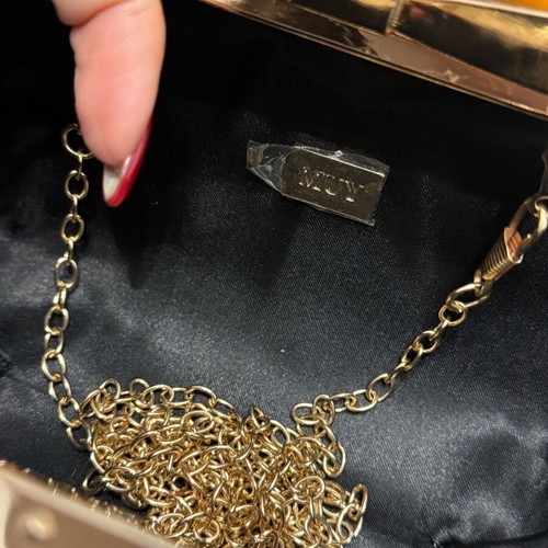 Evening bag black with glitter and removable chain new