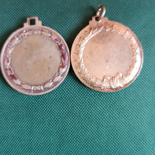 Vintage Football Medals Set of 2, Silver-Plated, 1950s, like new