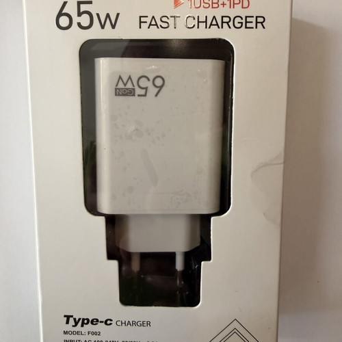 65W GaN Charger new, 2 ports USB-C PD and USB-A QC 5.0 fast charging
