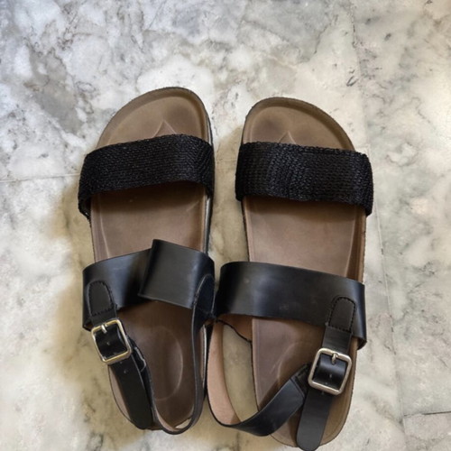 Bozikis black bio cork sole sandals used, size 38