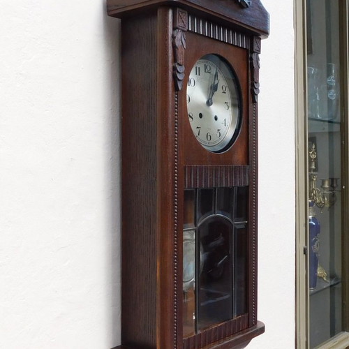 Wooden German Art Deco wall clock in excellent condition