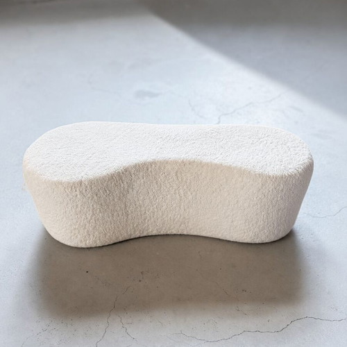 Teddy Bouclé Pouf Bench White 120x50x37cm New
