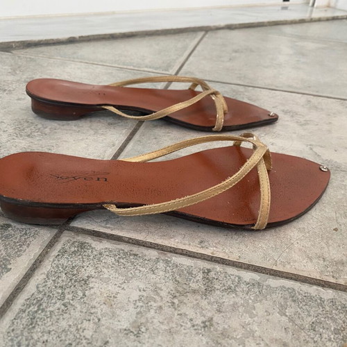 Seven vintage gold beige mules used, size 39