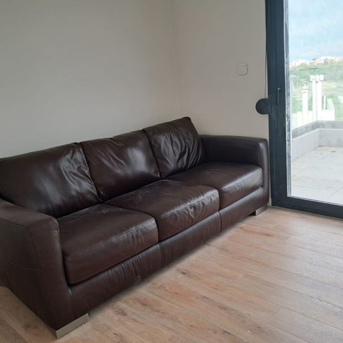 Leather three-seater sofa like new