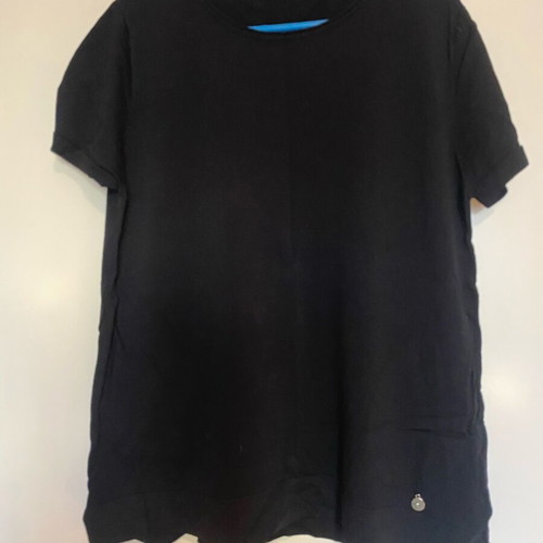 Black short-sleeve blouse with knitted texture like new
