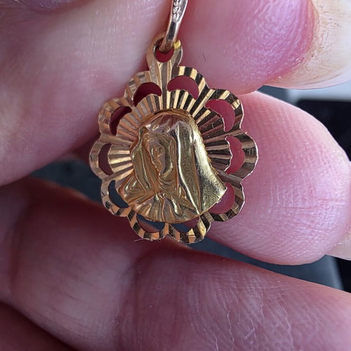 Gold Virgin Mary pendant 585 14K