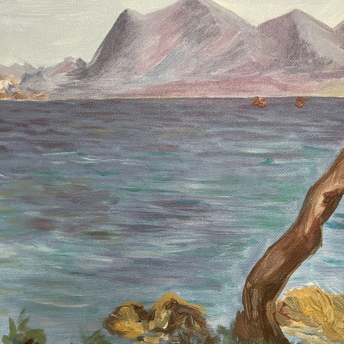 Painting inspired by Claude Monet, like new, framed with signature
