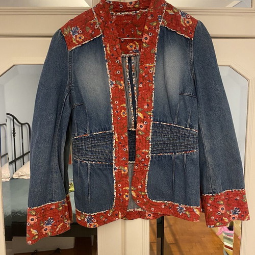 Denim jacket with patchwork blazer cut