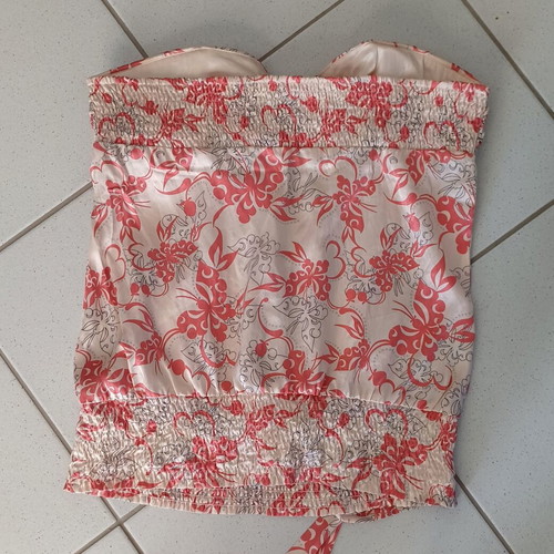Bebe Strapless Evening Top with Neck Tie Size M Like New
