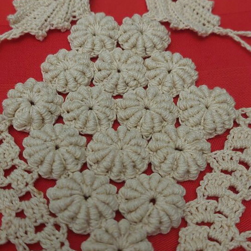 Handmade crochet tablecloth grapes 120x120 new, 50-year heirloom