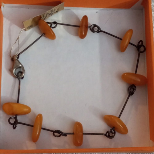 Silver 925 bracelet from Russia with vintage amber, used