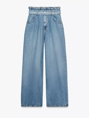 Zara high waist paperbag jeans like new, blue, size S