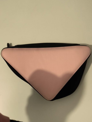 Prada Beauty toiletry bag used, triangular pink and black
