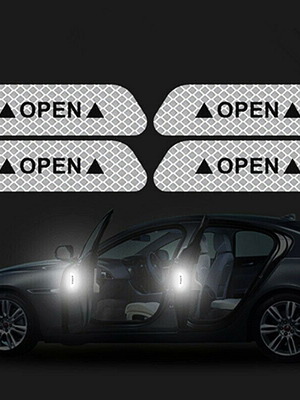 Reflective Open Stickers for Car Pack of 4 White