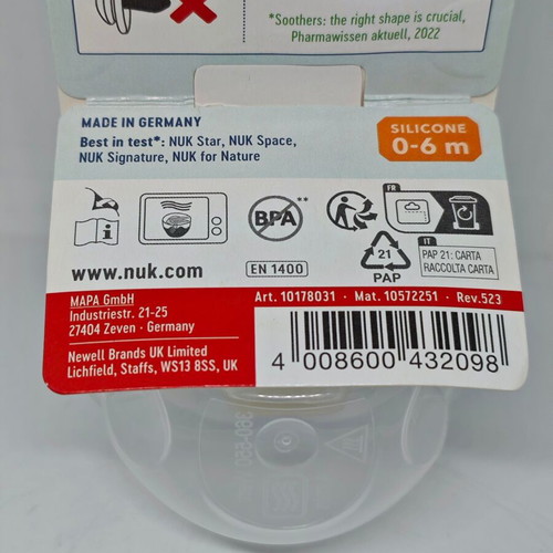 NUK My First NUK silicone pacifier 0–6 months like new