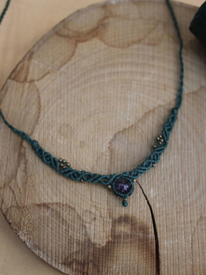 Macrame cypress necklace with amethyst new