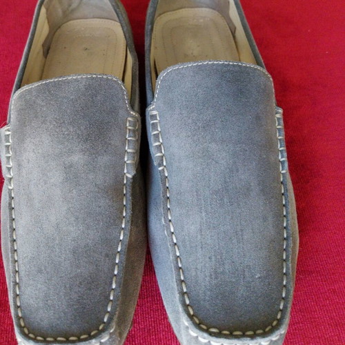 Geox men's leather moccasins size 45 like new, grey suede