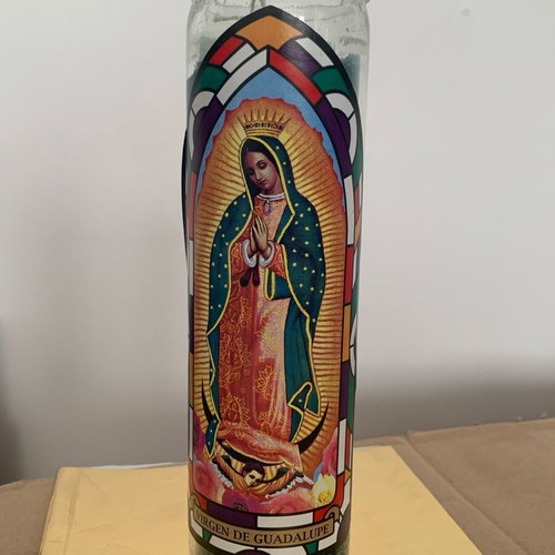 Christian candle Virgin Mary from Mexico like new collectible