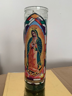 Christian candle Virgin Mary from Mexico like new collectible