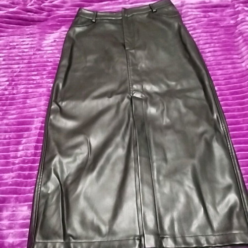 Black leather skirt new, Small, Pink Woman